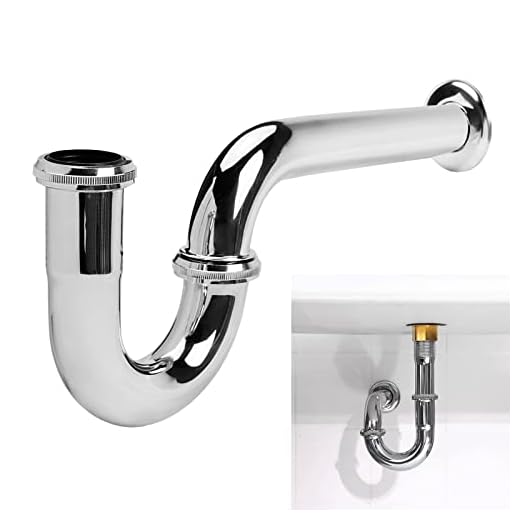 JEAPHA Stainless Steel P-Trap - 1 1/4 Inch Bathroom Basin Sink Waste Trap with Reducing Washer, Chrome Finish