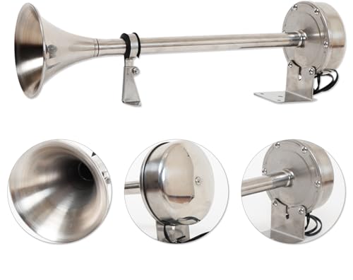 Ricmjend 12v Marine Boat Horn,Boat Trumpet Horn Polished Stainless Steel Marine Horn,Train Horn Adjustable Trumpet Support for Ships Boats Sailboats Yachts Trucks SUV RV Touring Car etc by Ricmjend - Image 8