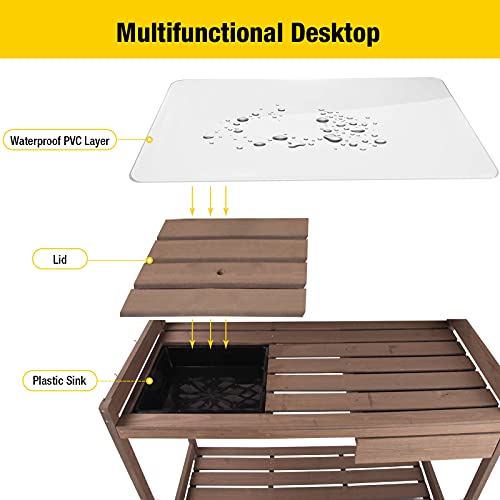 Aivituvin-Potting-Bench-with-PVC-Layer-Outdoor-Gardening-Work-Bench-with-Sink-Lid-Wooden-Planting-Table-for-Outside-with-Storage-Drawer-Shelf-Hook Aivituvin Potting Bench with PVC Layer Outdoor Gardening Work Bench with Sink Lid Wooden Planting Table for Outside with Storage Drawer Shelf Hook