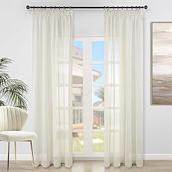 Topfinel Cortinas 2 Piezas para Salon Y Dormitorios De Matriomonio Visillos De Ganchos para Riel 140x225Cm Cortina Translucida De Comedor Oficina Y Pasillos Color De Beige