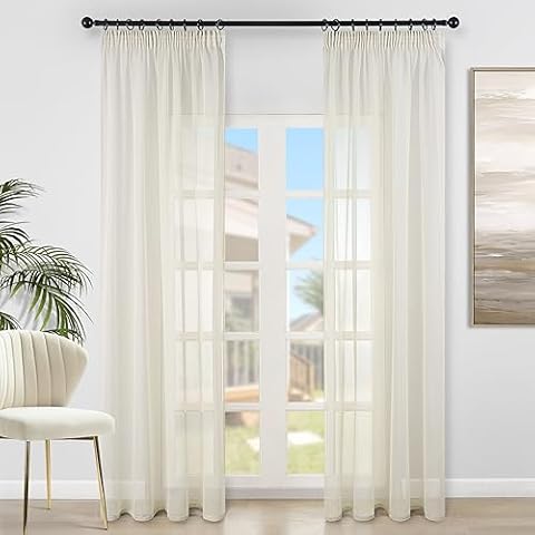 Topfinel Rideaux Voilage Beige 140x240 CM Cover