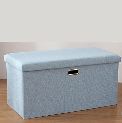Pouf contenitore pieghevole, seduta, poggiapiedi in lino, contenitore per giocattoli, sgabello per camera da letto, baule portaoggetti, panca per scarpe, salvaspazio, con maniglia, cachi-603