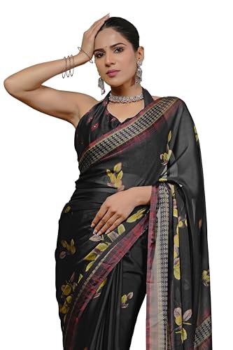 Image of MIRCHI FASHION Saree for Woman | Chiffon Floral Printed Breathable Occasional Sari with Blouse