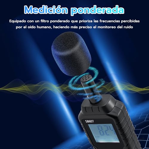Miniatura 5 de Mcbazel Digital Medidor De Decibelios, 30-130db Medidor De Decibelios De Ruido Con Pantalla Lcd Digital Retroiluminada, Medidor De Sonido Portátil Para Uso Industrial Y Escolar