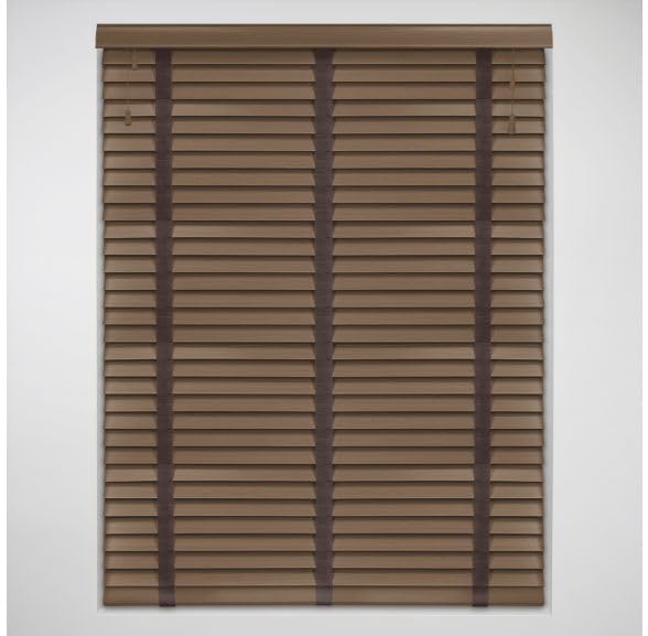 Custom Made To Measure Dark Oak Real Wood Venetian Blinds With Tapes (50mm slats) 151-180cm width x 180cm drop