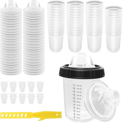 Image of Paint Spray Gun Disposable Cups System 180ml (6oz) with Lids Liners