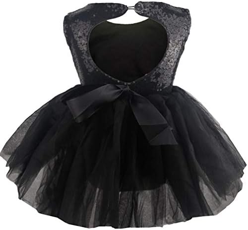Toddler Girl Baby Lace Flower Sequin Tutu Dress Tulle Pageant Wedding Party Formal Girls Dresses Black 0-6M