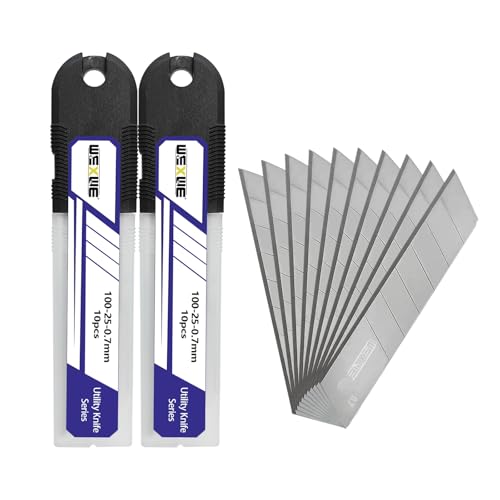 WEXWE Tools 25mm Utility Knife Replacement Blades,60 Degree Snap Off SK4 Steel Blades for Retractable Cutting Knives, Hobby, Craft Knife, Box Cutter 20PCS