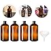 Ipetboom Brown Glass Reagent Bottles Set, 500ml Small Mouth Sample Bottles with Funnel, 5pcs Amber Chemical Liquid Sampling Vials for Laboratory and Industrial Use Random Color