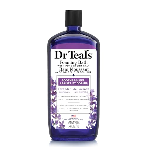 Dr Teal’s Foaming Bath with Pure Epsom Salt, Soothe & Sleep with Lavender Essential Oil, 34 fl oz (Packaging May Vary)