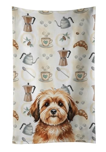 Caroline's Treasures Sable Havanese Coffee Bar Kitchen Towel Velour Plush Front and Cotton Loop Back Machine Washable
