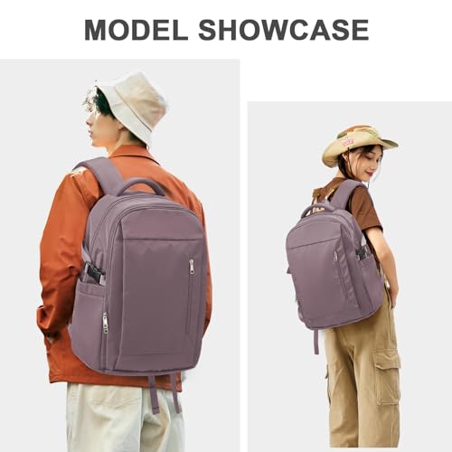 WEPLAN Travel Backpack for Men,Waterproof Carry on Backpack,Personal Item Travel Bag Flight Approved, with USB Charging Port,Pinkish purple