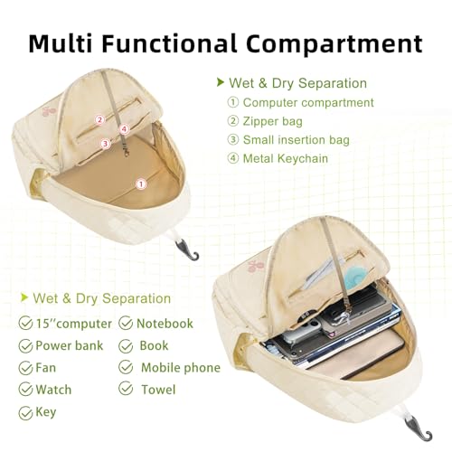 YEEGO DIRECT Tennis Bags for Women, Tennis Backpack Pickleball Racket Bags,Waterproof Sling Bag,Suitable for Pickleball Tennis Badminton, Gifts for Women Men with Key Chain (Beige) by YEEGO DIRECT - Image 6