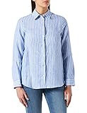Lieferumfang: 1 x Damen Bluse von Seidensticker in Blau-Weiß / Stilvolle Damenbekleidung für jeden Anlass / Schick-festlich und sportlich kombinierbar / Webart: Leinen