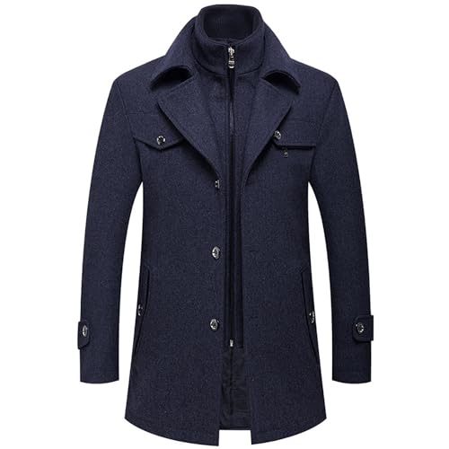 Manteau en laine long homme chaud coupe ajustée contre le froid hivernal