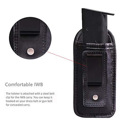 Tfnuo 3-Pack Iwb Inside Waistband Pistol Handgun Magazine Holster Pouch For Concealed Carry Universal Single Double Stack Mags For Glock17 26 19 Sig Sauer S&W Springfield Xd Ruger 9Mm/.45 #TOP1