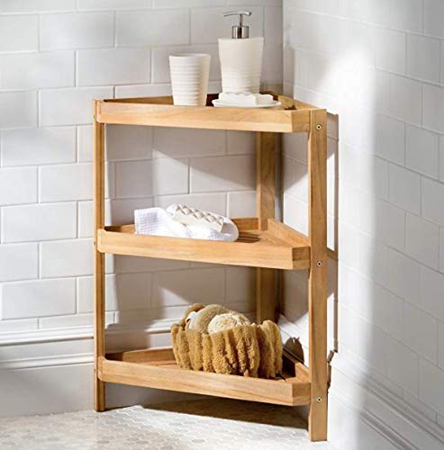 Teak Corner Stand Shelf Unit by Improvement