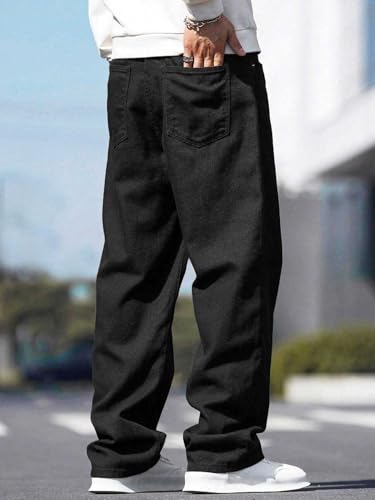Image of GRECIILOOKS Men's Regular Fit Straight Cut Denim Jeans - Low Rise Comfortable Casual Wear Pants for Daily Use, Streetwear, and Outdoor Activities