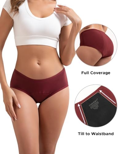 INNERSY Womens Period Underwear Cotton Leakproof Panties Menstrual Briefs 3 Pack(X-Large,Dusky Bloom(Heavy Flow))