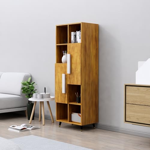 Image of Bniture Bookshelf for Home | Engineered Wood Book Shelf with 2 Door & 6 Shelf | Open Book Shelf Stand for Library | Multipurpose Display Organizer for Living Room, Study & Office | Giant Wood