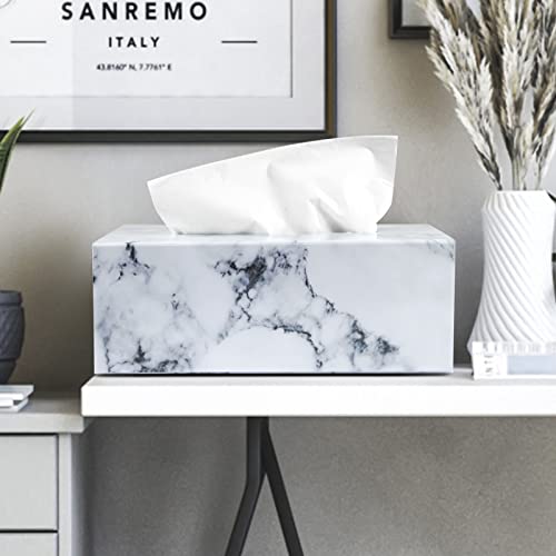 Marble Tissue Box Cover Rectangular,Facial Tissue Box Holder For Dresser Bathroom Decor,Tissue Dispenser For Home, Desks, Nightstands, Car… #TOP5