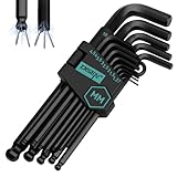 DISEN Magnetic 13 Pieces Hex Key Allen Wrench Set Metric Size with Ball End, 1.27-10 MM, Long Arm Ball Design, Chrome Vanadium Steel