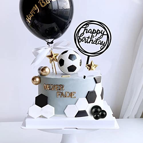 25 Pcs Black Ball Cake Topper Set, Acrylic Happy Birthday Cake Toppers Black Numbers 0-9 Crown Cake Topper Ball Shaped Cake Insert Toppers Birthday Cake Decorations For Men (Black) #TOP3
