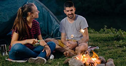 Zulay (8 Pack) Long 32 Inch Marshmallow Roasting Sticks Extendable Design - Stainless Steel Smores Skewers for Camping, Bonfire, Fireplace - Extendable & Retractable Telescoping Marshmallow Sticks
