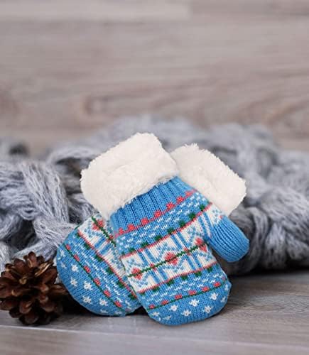 Arctic Paw Kids' Sherpa Lined Winter Knit Mittens - Assorted Colors & Patterns - -