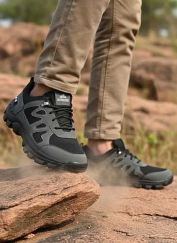 Image of Leo's Fitness Men's Water Resistant Outdoor Trekking Shoe, Lace-Up Trail Running Sports Sneakers, Hiking Shoes for Men