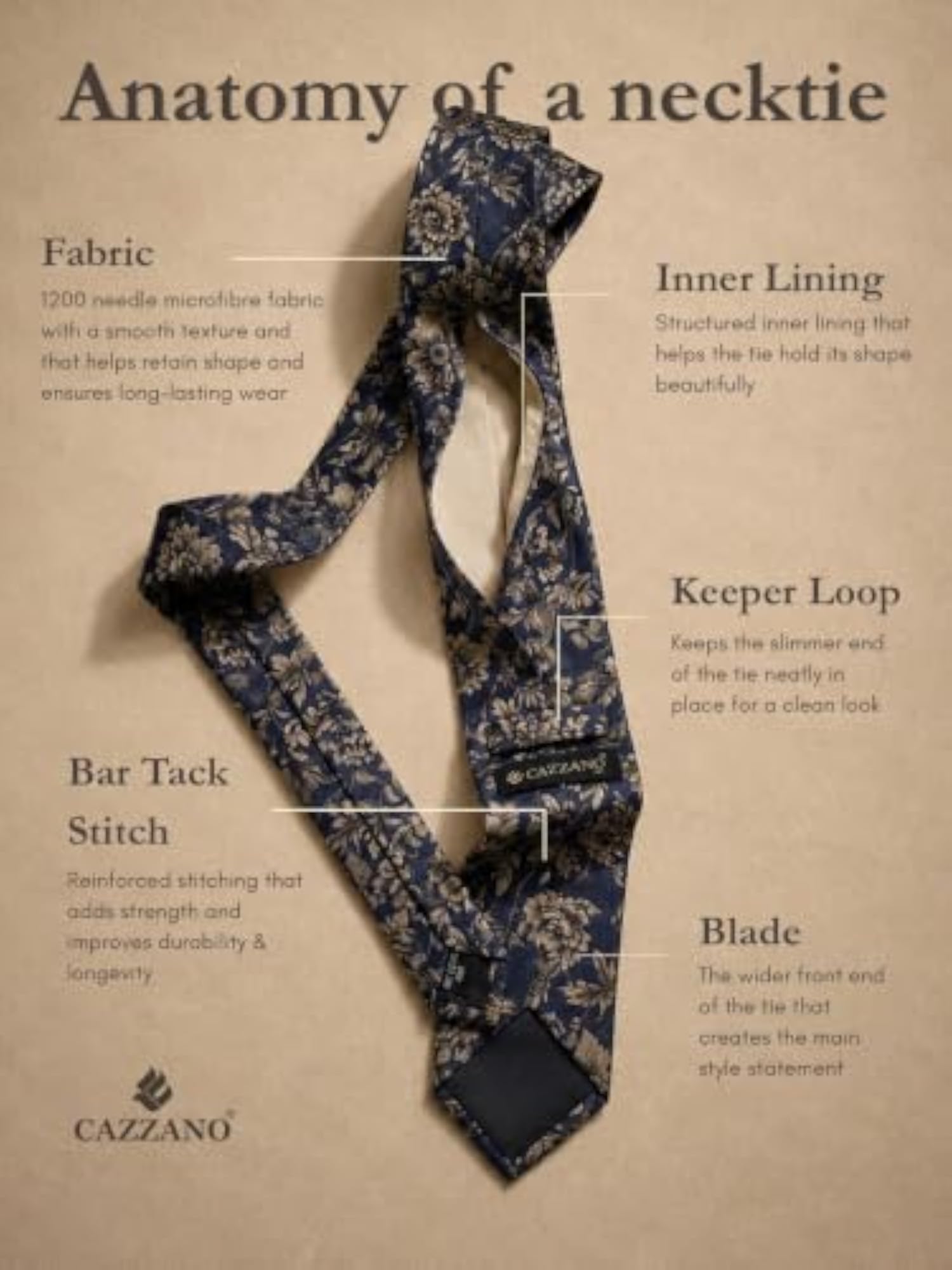 Navy Neck Floral Tie