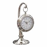 Loberon Uhr Barbe, authentische Nostalgie, dekorativer Zeitmesser, Elegantes Design, Wohn-Accessoire, Aluminium, Stahl, Glas, Silber