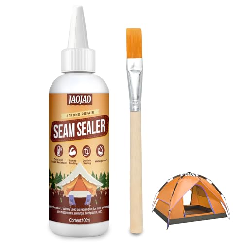 JAOJAO 100ml Tent Seam Sealer, Tent Waterproofing Fast Cure Sealant Tents Repair Glue Repairs Rips Seals Seams Dries Quickly, Becomes Transparent After Drying for Tents Awnings Jackets Sleeping Pads