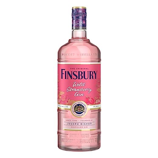 Finsbury Wild Strawberry Gin mit 37,5% vol. (1 x 1,0l) - Der Pink Premium Gin - Erdbeer und Himbeernoten - Perfekt mit Tonic und frischen Beeren