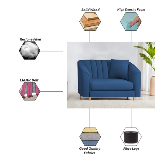 Image of Doraldo Seater Sofa Set for Living Room (Blue) Premium Fabric Sofa Set