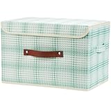 VinneGenzz Storage Boxes with Lid 3D Textured Fabric Storage Bins Closet Organizer Containers Decorative Collapsible Washable Shelf Baskets with...