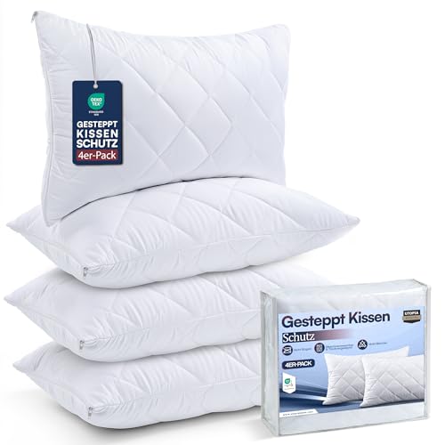 Utopia Bedding Kissenschutz 50 x 75 cm, gesteppter Kissenschutz mit Reißverschluss, weiche und atmungsaktive Mikrofaser-Kissenbezüge, 50x75 cm (4er-Packung) Weiß