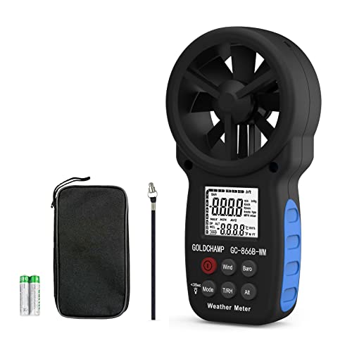 GOLDCHAMP Windmesser Windmessgerät,Digitales Flügelrad Anemometer Luftstrommesser 30m/s,Airflow Meter to Measure Wind Speed Temperaturmessgerät für HVAC Windsurfen Segeln Surfen Cover