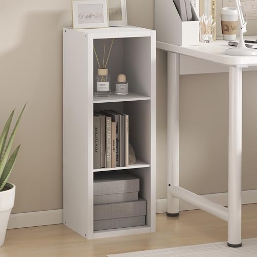 Furinno Cubicle Book Shelf, 3-Cube Bookshelf, Bookcase, Horizontally & Vertically Reversible, Closed Back, Extra Thick Frame, 14.6 x 15.9 x 44, for Living Room, Bedroom, Home Office, White by Furinno - Used condition - Image 2