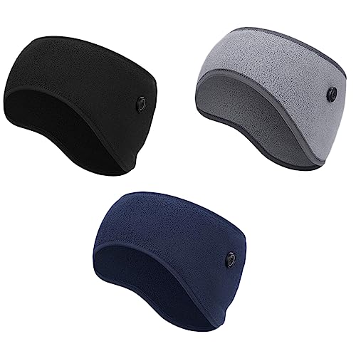 BESTonZON 2sets 3pcs Winter Headband Protective Ear Covers for Sports Comfortable and Windproof Exercise Headdress Elastic Creative Button Design for Men and Women 3pcs*2