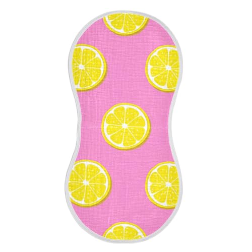 4 Pack Baby Burp Cloths, Soft Absorbent Burping Cloths for Babies, Cotton Milk Spit Up Rags, Large Size for Newborns, Baby Boys and Girls (Pink Lemonade Pattern)