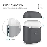 AhaStyle AirPods Case Cover Silicone [Front LED Visible & Supports Wireless Charging] Compatible with Apple Airpods 2&1(2019) (Dark Gray & Without Carabiner) - Image 4