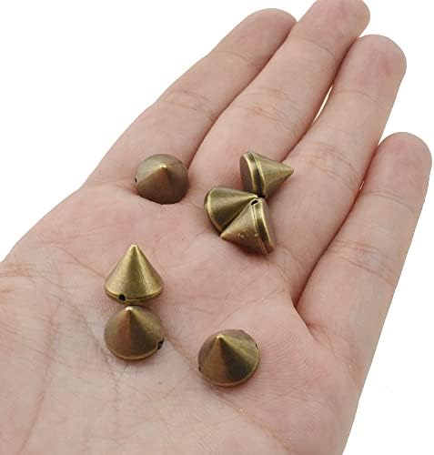 Yuyuvan 10mm Acrylic Bullet Spikes Bronze Burnished Finish Easy Glued Sew On Plastic Cone Pointed Studs Rivets Multi-Function 55 PCS for Cosplay Costume Jackets Bags Shoes Embellishment