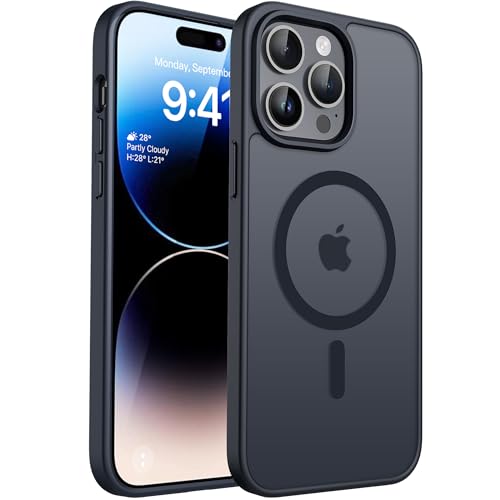 CACOE für iPhone 14 Pro Hülle Kameraschutzend Kompatibel mit MagSafe Stoßfest Kratzfest Magnetisch Rückseite Handyhülle für iPhone 14 Pro Case Transluzente
