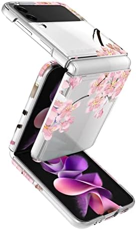 NKase for Samsung Galaxy Z Flip 4 Case, Samsung Z Flip 4 Case, Cute Samsung Flip 4 Case Clear Bumper Z Flip 4 Cover Shockproof Women Girls Men Protective Case for Galaxy Z Flip 4 5G 2022 Case, Sakura