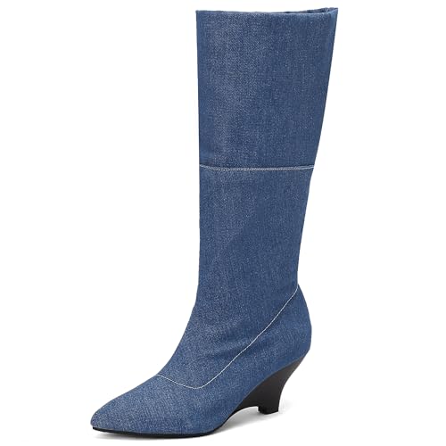 Bottes mi-mollet femme compensées mid zippées bout pointu Asterisco 240657