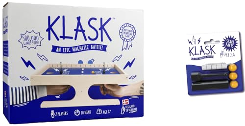 KLASK : The Magnetic Award-Winning Party Game of Skill that’s Half Foosball, Half Air Hockey w/Spare Parts 2.0
