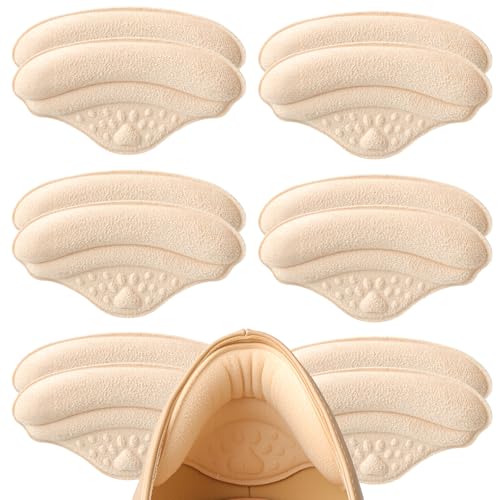 Image of 6 Pairs 4D Heel Pads for Shoes Too Big for Women Men, Heel Grips Cushions for Pain Relief, Inserts Prevent Loose Shoes Slip Blisters Scar, Heel Protectors for Friction (6, Beige, Fabic)