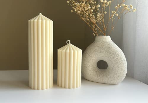 Ribbed Pillar Soy Wax Scented Candle For Home Decoration Gift Birthday Valentine's Day Wedding Christmas (2 Pack = Column Ribbed Pillar Candle) #TOP6