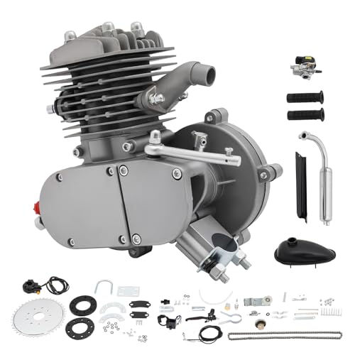 Moteur de vélo 2 temps à essence 80 CC pour kit de vélo, moteur à essence pour moteur auxiliaire Bike Engine Kit monocylindre refroidi par air pour la...